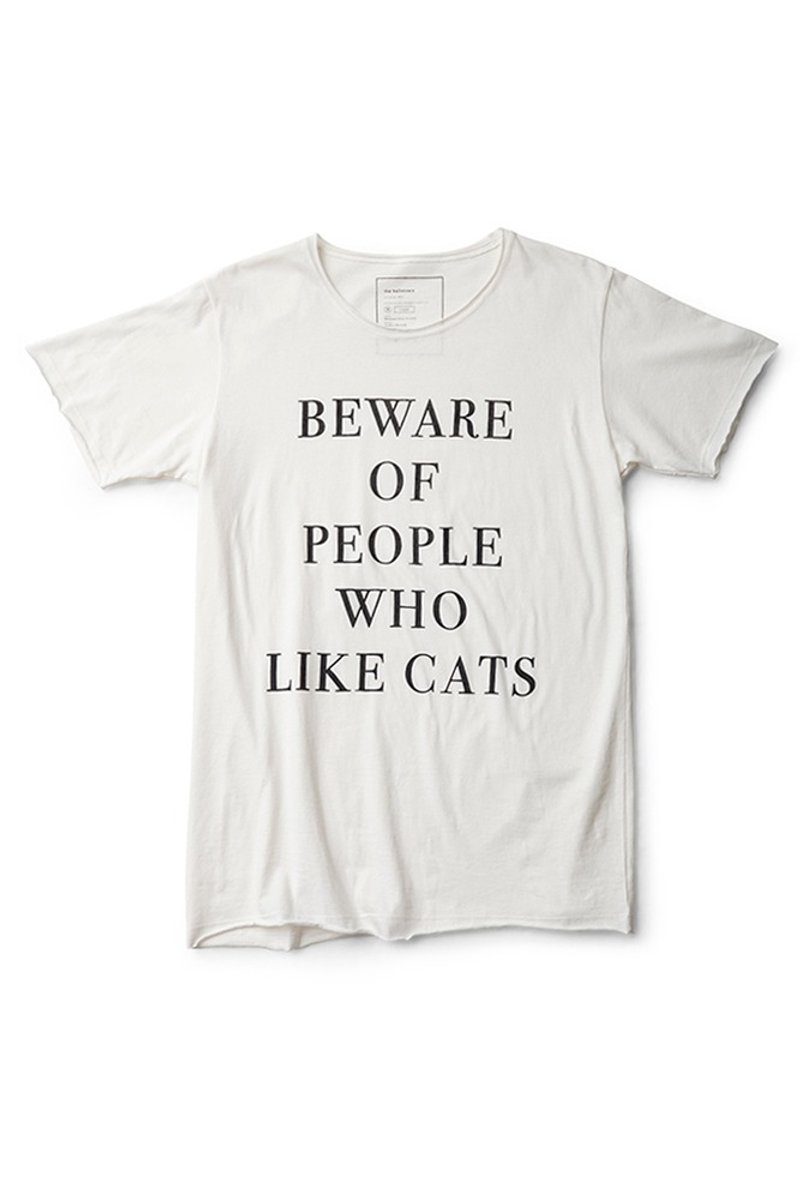 Beware of People Who Like Cats - tshirt - size M - 帽T/大學T - 棉．麻 白色
