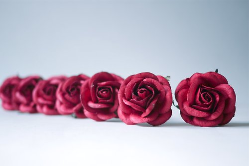 makemefrompaper Paper Flower, 20 pieces mini rose size L size 4cm., dark red/Carmine color.