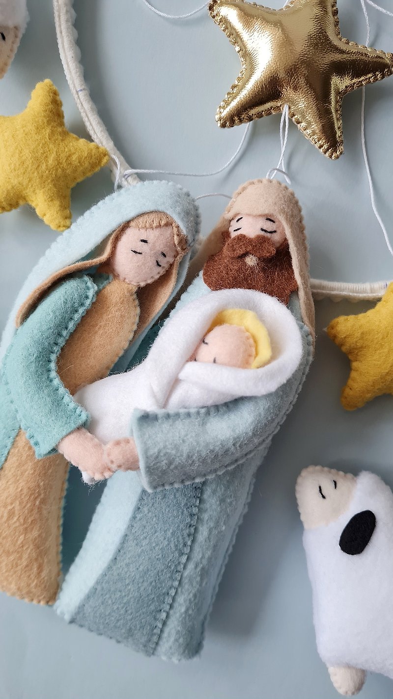 Holy family, Felt nativity scene baby mobile, Christian Gifts - ของเล่นเด็ก - วัสดุอื่นๆ สีใส