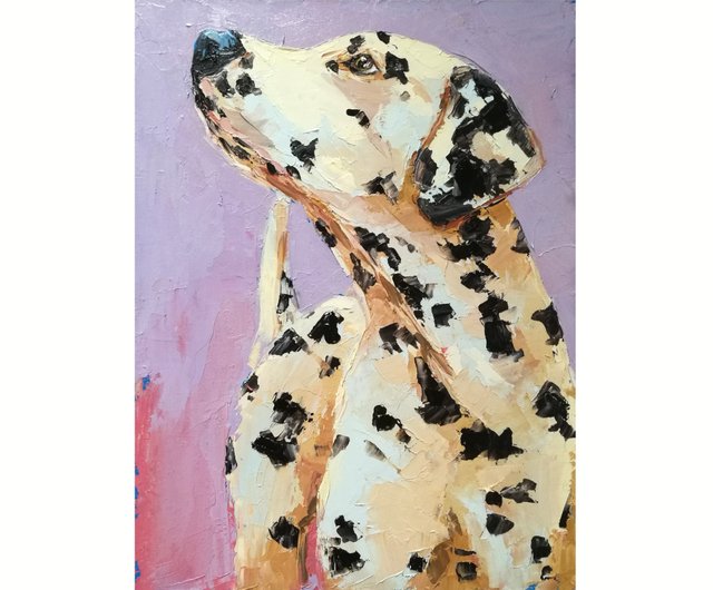 斑点のある犬の絵画 壁画 アート 絵画 動物のオリジナル絵画 ショップ Art For You Gudkova ポスター 絵 Pinkoi