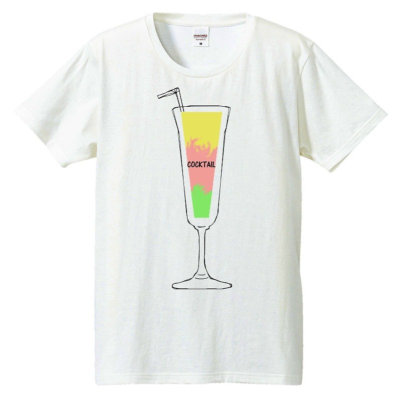 [T-shirt] Cocktail 2 - เสื้อยืดผู้ชาย - ผ้าฝ้าย/ผ้าลินิน ขาว