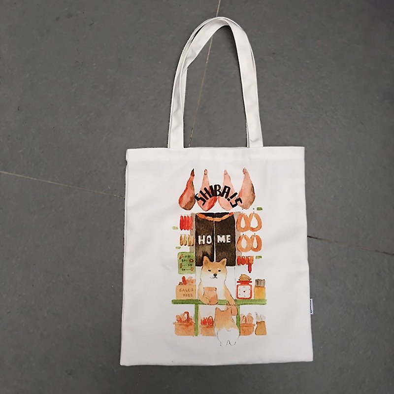 Dog year limited cute Shiba Inu canvas mobile shopping bag - Handbags & Totes - Cotton & Hemp 