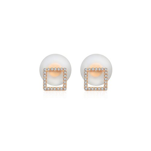 Genevieve Collection 18k中空正方形鑽石耳環