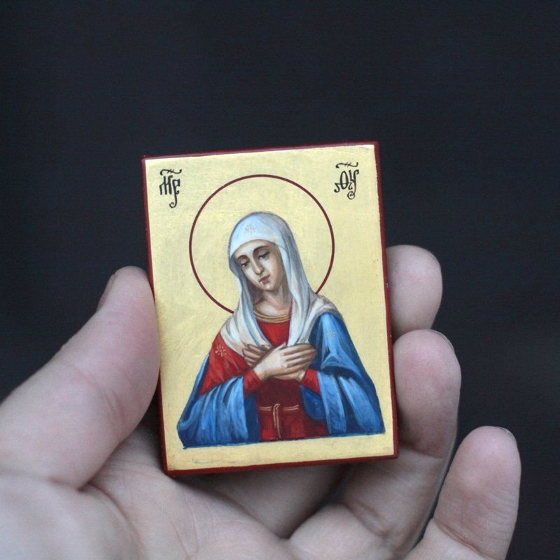 hand painted orthodox Serafimo-Diveyevskaya icon of the Most Holy Mother of God - อื่นๆ - ไม้ สีทอง