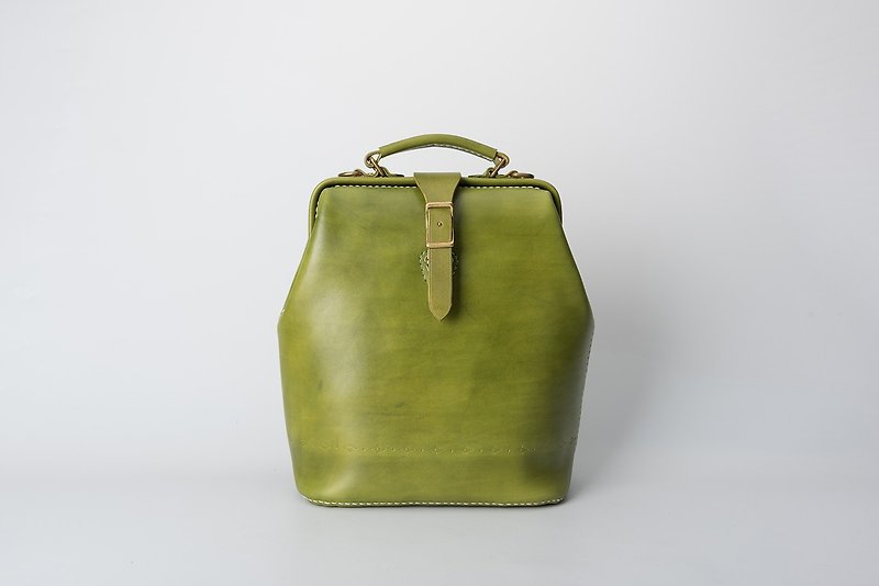 [Tangent School] Handmade Backpack, Doctor Bag, Gold Bag, Genuine Leather Backpack - Backpacks - Genuine Leather Multicolor