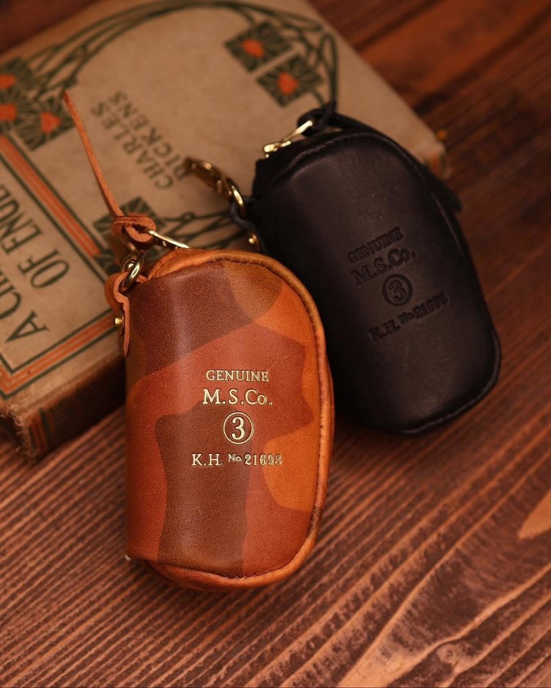 【METALIZE】全皮革立體鑰匙收納包 / 五色 - 鑰匙圈/鑰匙包 - 真皮 黑色