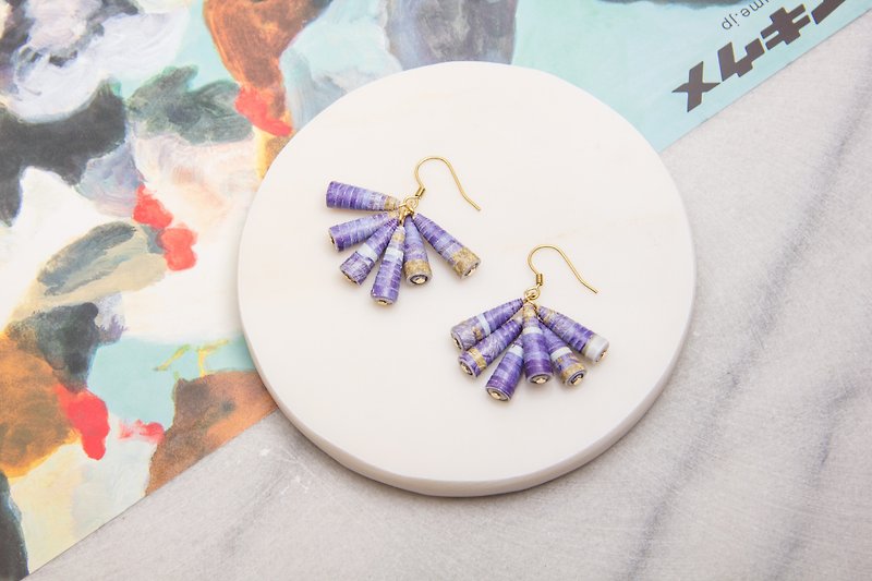Famous Painting Series - Ball Pen Purple Pyramid Earrings - Earrings & Clip-ons - Other Metals Purple
