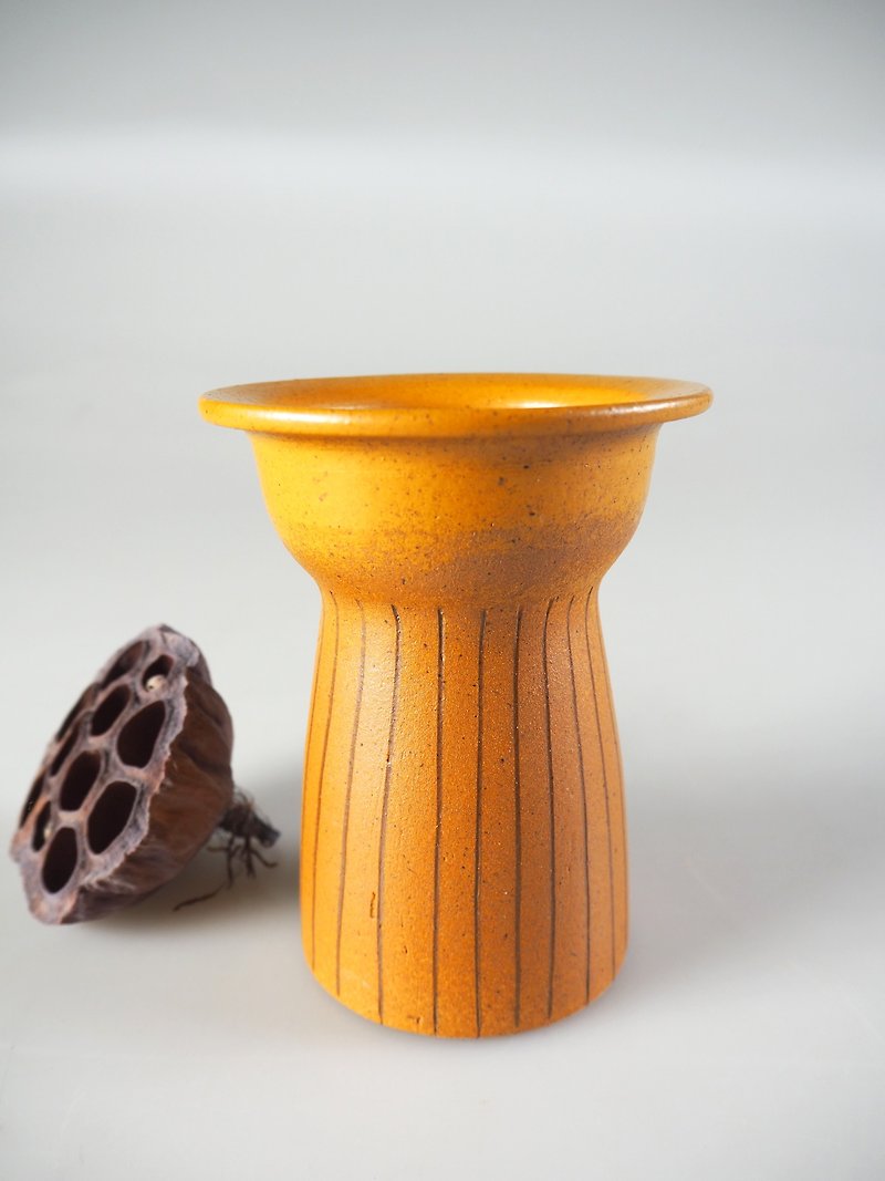 橘色直條紋 | 花器 - 花瓶/陶器 - 陶 橘色