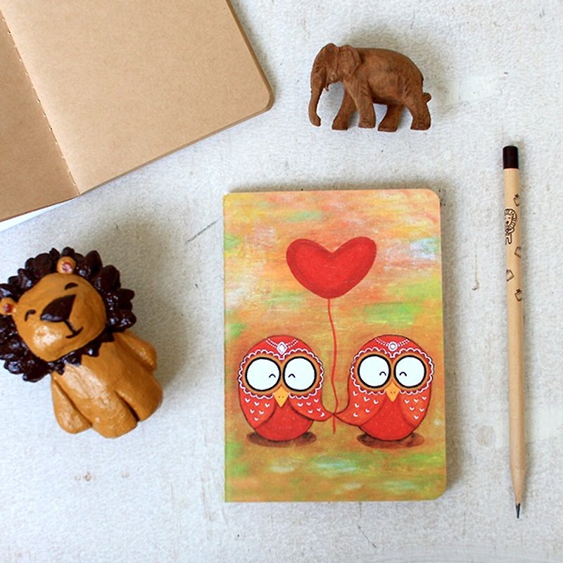Small notebook | red love owl - สมุดบันทึก/สมุดปฏิทิน - กระดาษ หลากหลายสี