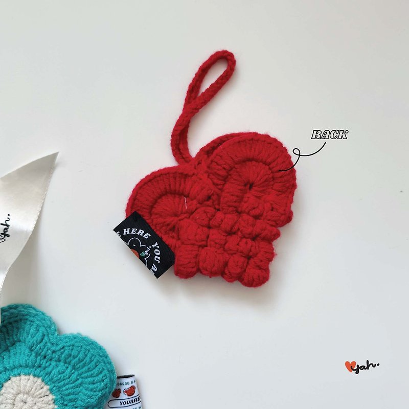 Handwoven love bag - Charms - Cotton & Hemp Red