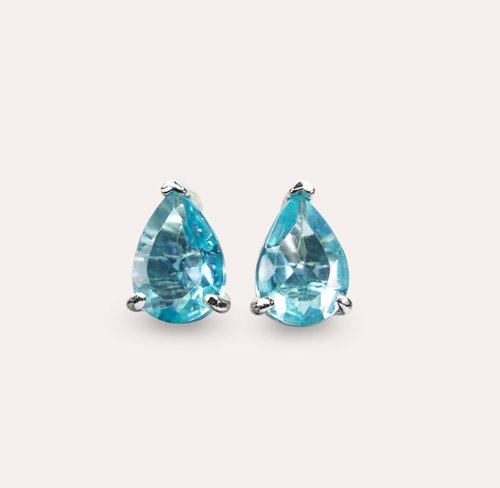 安珠 AND JEWEL 每天配戴的天然寶石 AND 磷灰石 藍色 水滴 5*7mm 耳環 經典系列 Pear E 天然寶石