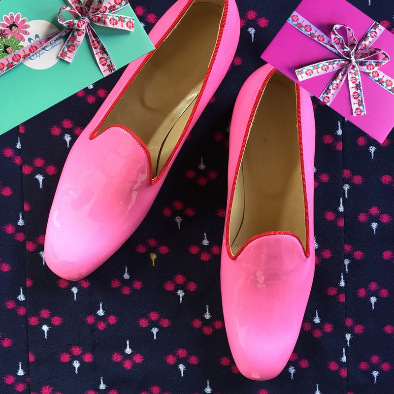 Pink Lemonade loafer/ leather loafer/ handmade/ flat loafer/ slip on/ timeless - รองเท้าหนังผู้หญิง - หนังแท้ 