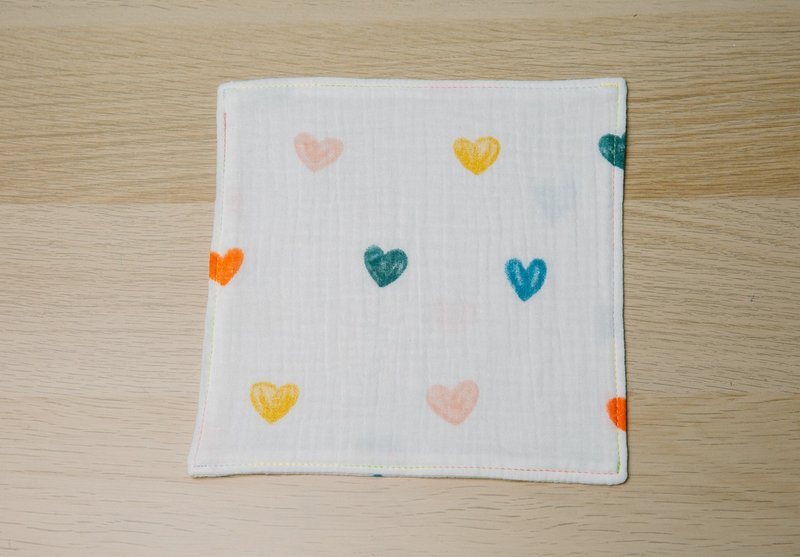 Graffiti Love Square Handkerchief/Kindergarten Handkerchief Holder/Children's Handkerchief/Slobber Tissue/Handmade Handkerchief - Bibs - Cotton & Hemp Multicolor