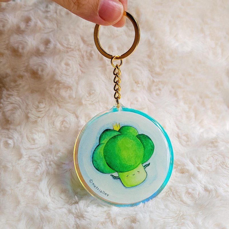 放輕鬆 - 彩虹亞克力匙扣 - 西蘭花王子 - 鑰匙圈/鑰匙包 - 塑膠 白色