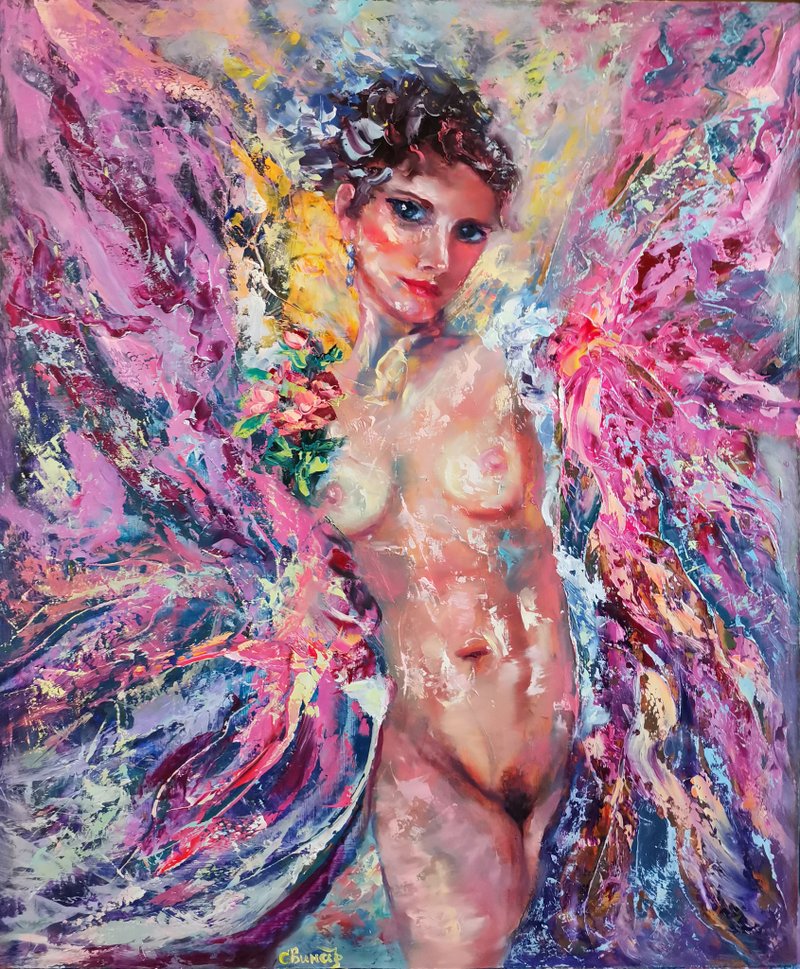 Nude Naked Girl Art Original Oil Painting Actress Singer Artist Svinar Oksana - 其他 - 其他材質 多色