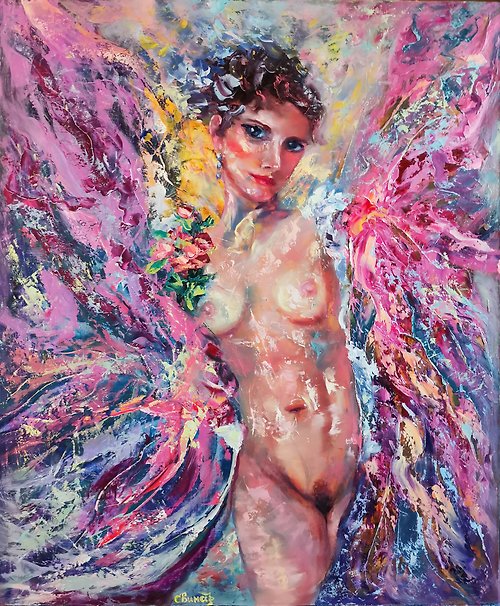 Original oil painting artist Svinar Oksana Nude Naked Girl Art Original Oil Painting Actress Singer Artist Svinar Oksana