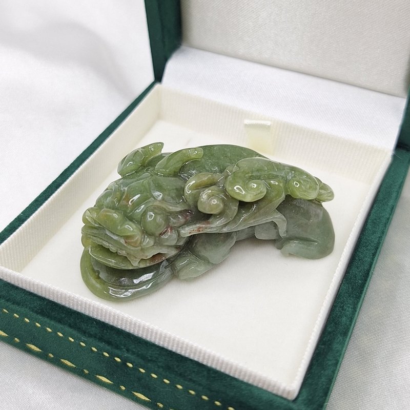 緬料 滿綠 桂花糕 貔貅 擺件  | 天然緬甸玉A貨翡翠 - 擺飾/家飾品 - 玉石 
