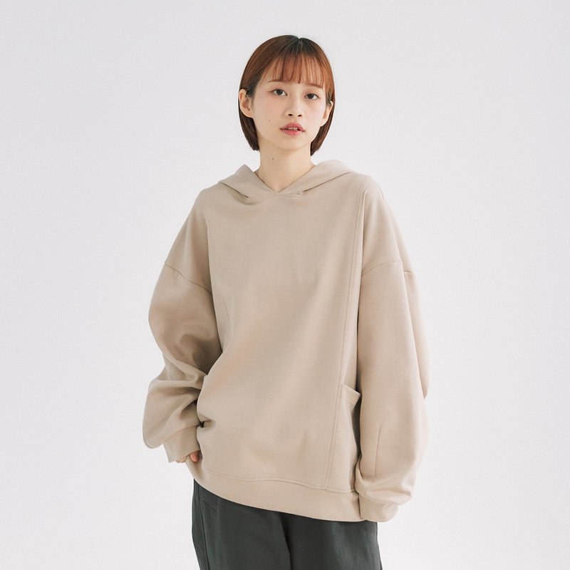 【Simply Yours】Big Pocket Loose Hat T Apricot F - Unisex Hoodies & T-Shirts - Cotton & Hemp Multicolor