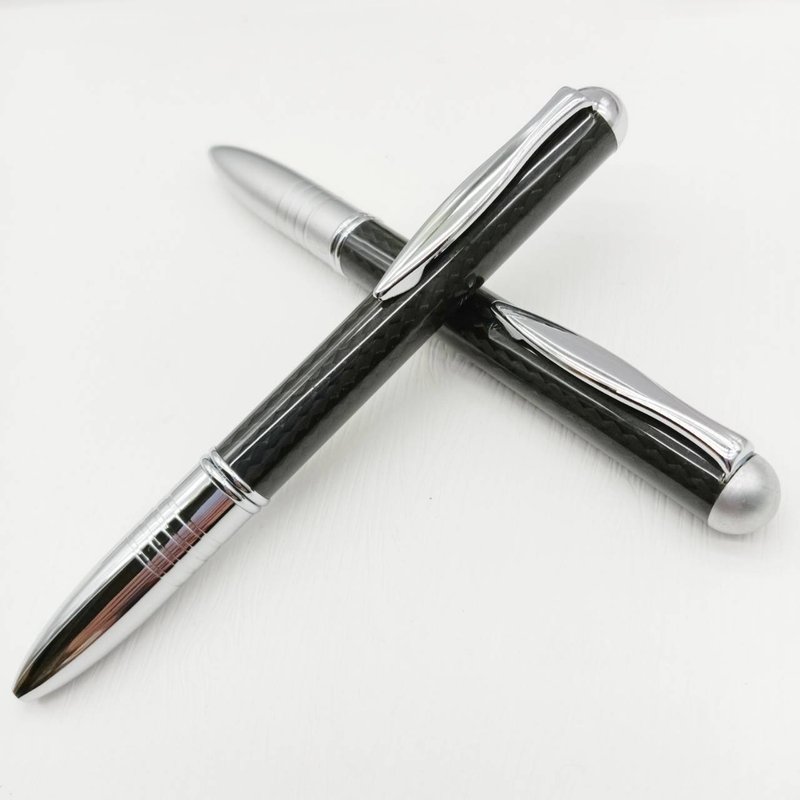 Dual-Function Pen, Hand-Woven, Carbon Fiber * Dual-Function Ballpoint Pen, Carbon Fiber, with Gift Box, Ink Refills - Ballpoint & Gel Pens - Other Materials 
