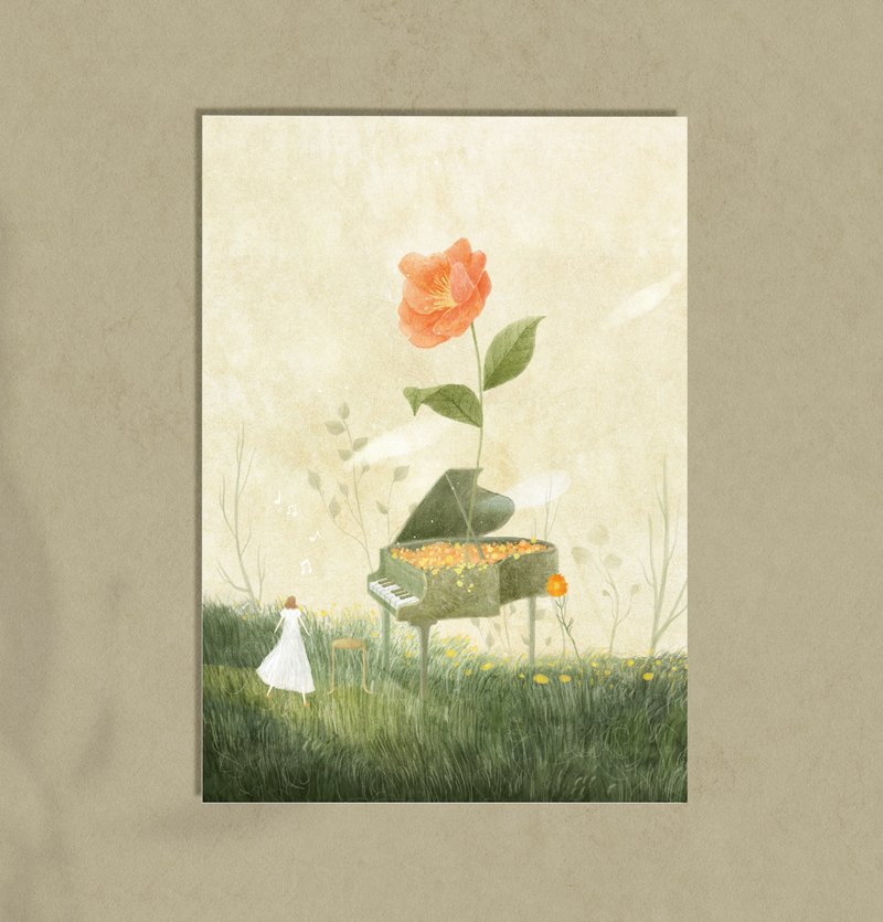 Illustration postcard - a flower planted in the music - Cards & Postcards - Paper 