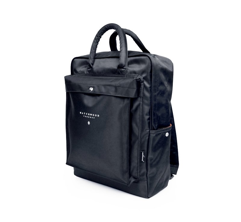Laptop Backpack Schoolbag Matchwood Basic Backpack Handbag Black - กระเป๋าเป้สะพายหลัง - วัสดุกันนำ้ สีดำ
