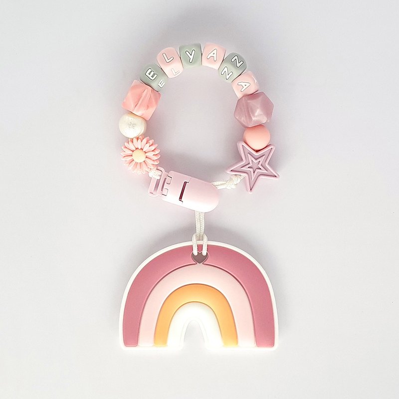 ELYANA Daisy Star Pink Rainbow Dentifier/Customized Pacifier Chain - ของเล่นเด็ก - วัสดุอื่นๆ หลากหลายสี