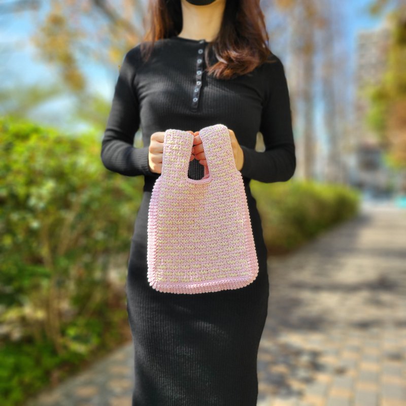 Dual two tone bunny bag 雙面雙色兔子包/手工鉤針編織包 - 手提包/手提袋 - 棉．麻 