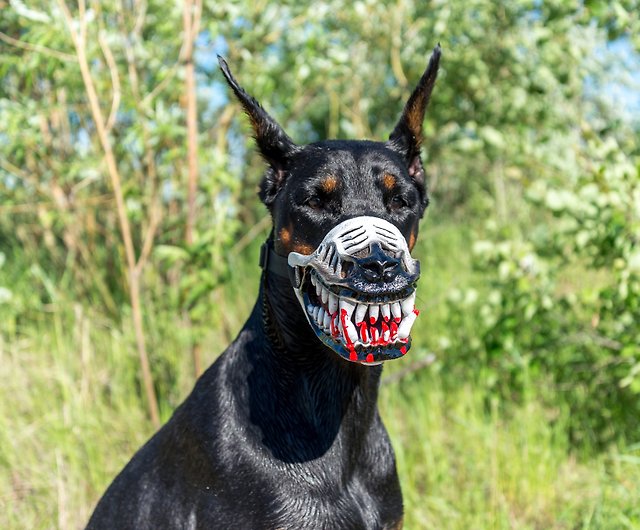 White Werewolf Dog muzzle Scary Doberman muzzles Pet Gift