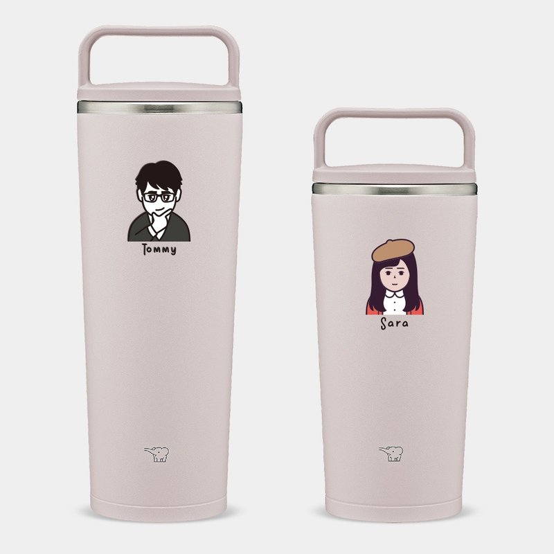 [Customized gift] Q version avatar text Japanese Zojirushi ring tumbler PU046 - กระบอกน้ำร้อน - สแตนเลส สีเทา