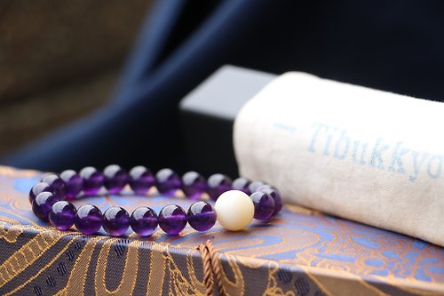 TIBUKKYO德榕藏品 巴西紫水晶手鍊 8mm圓珠 花絲蜜蠟硨磲 紫水晶飾品 時尚穿搭設計