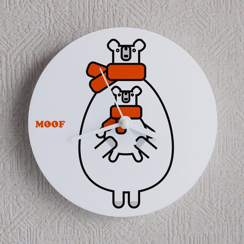 MOOF Wall Clock Bear 熊　親子　クロック　イラストレーション　壁掛け時計　時計　ユーモラス　シンプル　デザイン - 時鐘/鬧鐘 - 塑膠 橘色