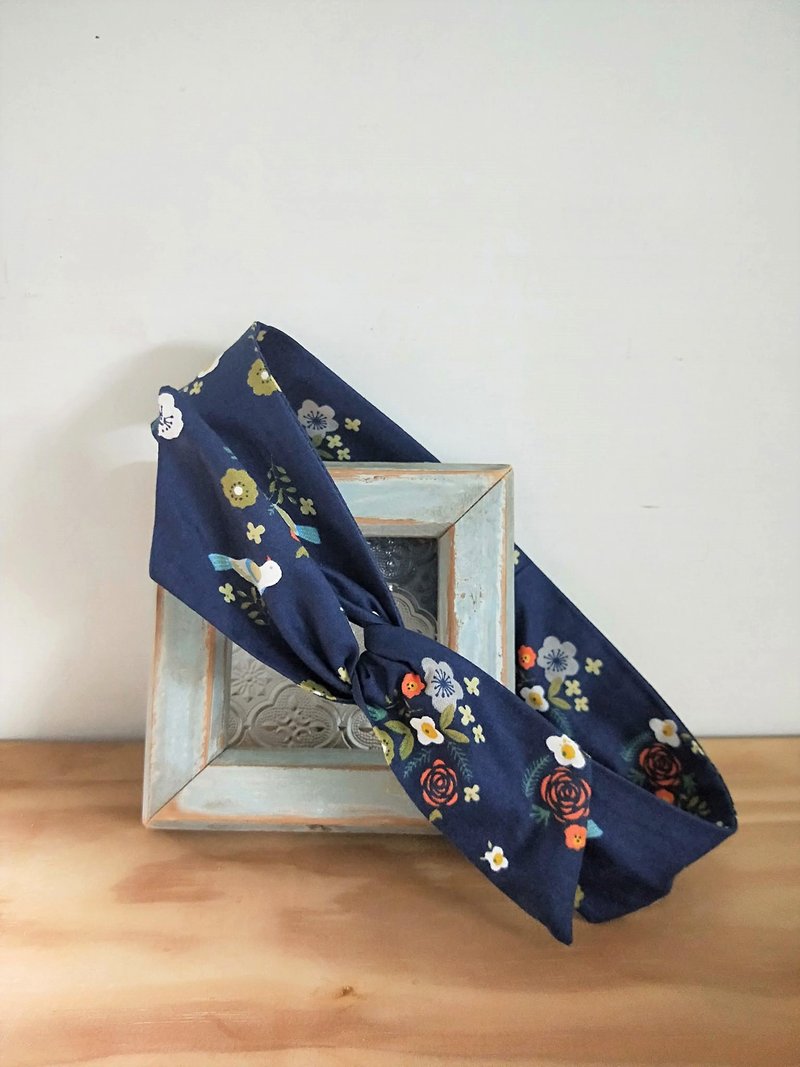 Forwarding Tape - Singing Birds and Fragrant Flowers - Headbands - Cotton & Hemp Blue