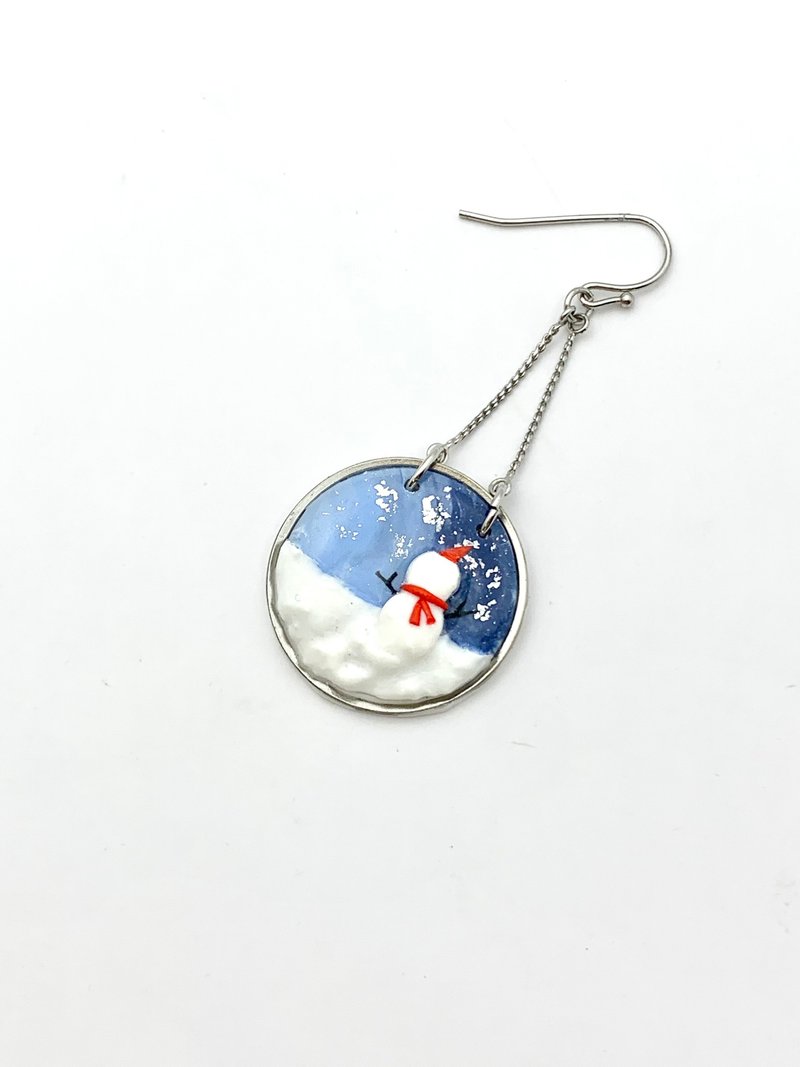 Snowman polymer clay earrings - Earrings & Clip-ons - Clay White