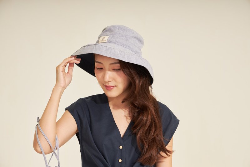 LOOKKWAD - reversible two-color bucket hat (navy) - Hats & Caps - Cotton & Hemp Blue