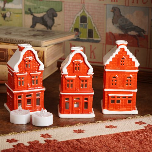 オランダナショナルカラーロール、手描きのクリスマスキャンドルハウス