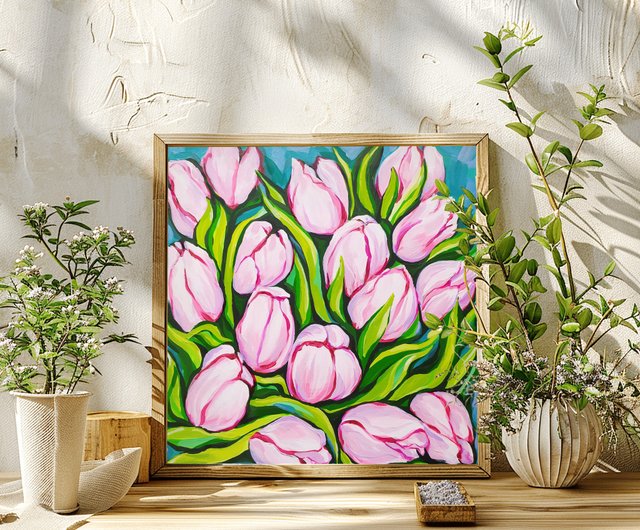 tulips    花　絵画     アクリル画  チューリップ Happy Monday🌷F4 #チューリップ #チューリップ🌷 #水彩 #水彩画