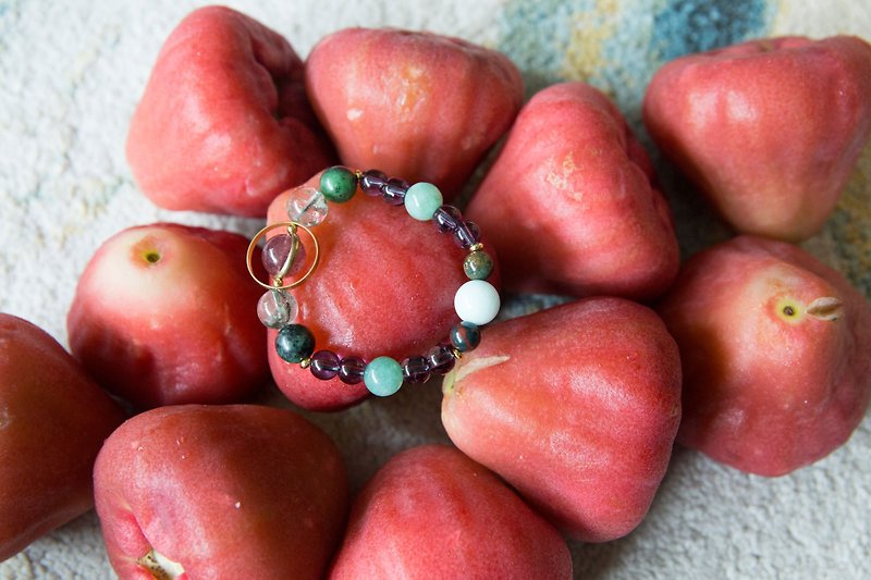 Five Elements Crystal Bracelet For Zodiac Animal SNAKE. Strawberry Quartz - Bracelets - Semi-Precious Stones Multicolor