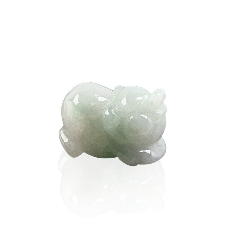 [Pigs are happy] Ice Green Jade Piggy Ornament Necklace | Natural Burmese Jade Grade A Jadeite - Necklaces - Jade Green