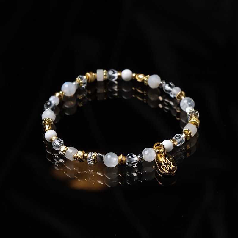 Light // C1597 White Moonlight White Crystal Bracelet - Bracelets - Gemstone 