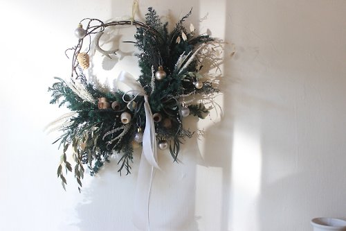 花香製造Tina’s Flowers 永生造型聖誕花圈 Special Christmas Wreath 銀白聖誕花圈