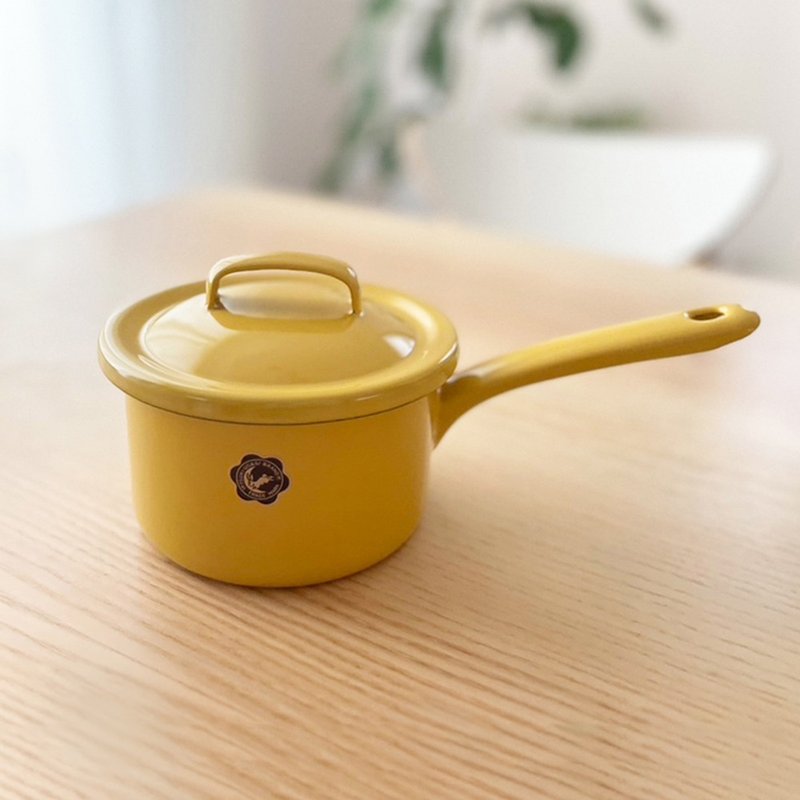 限定新色 日本月兔印 日製單柄片手琺瑯湯鍋(附蓋)-12cm - 茶壺/茶杯/茶具 - 琺瑯 黃色