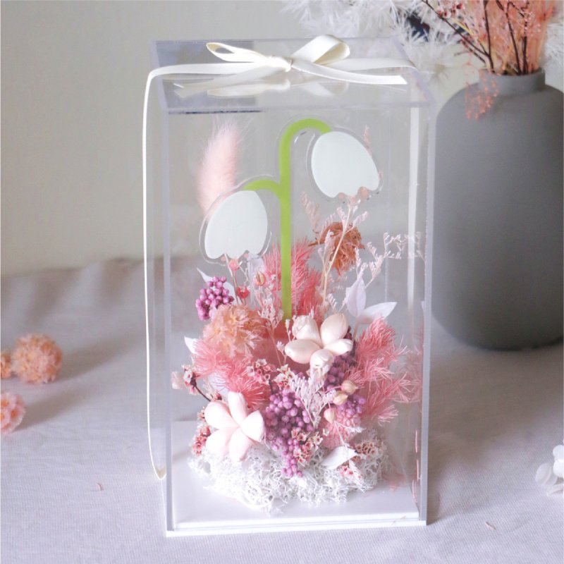 [Acrylic eternal flower box. Pink】Valentine's Day. opening. Home decorations I can be picked up by yourself - Dried Flowers & Bouquets - Plants & Flowers Pink