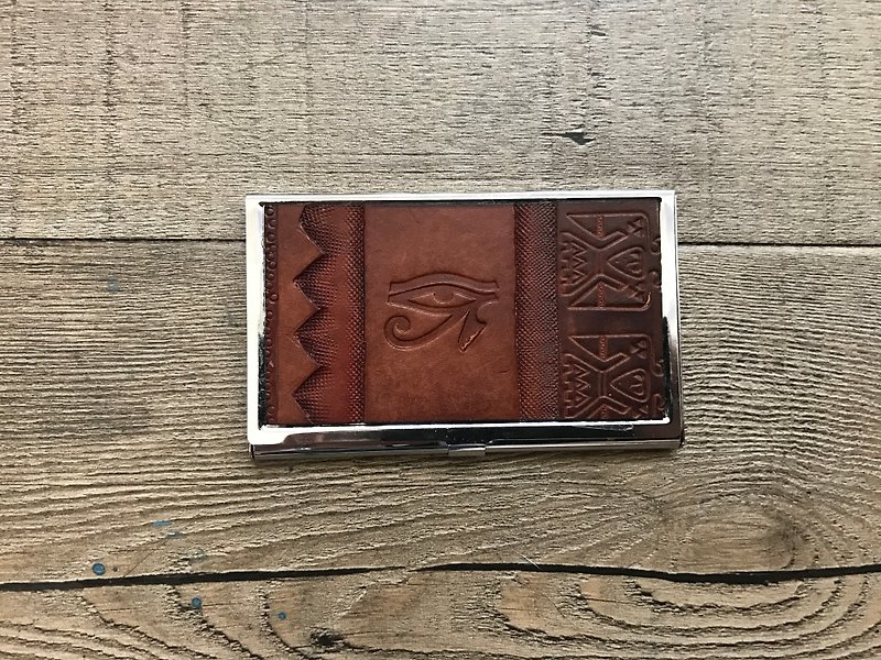 POPO│古埃及. Eye of Life│Leather Business Card Storage Box│ - Card Holders & Cases - Genuine Leather Brown