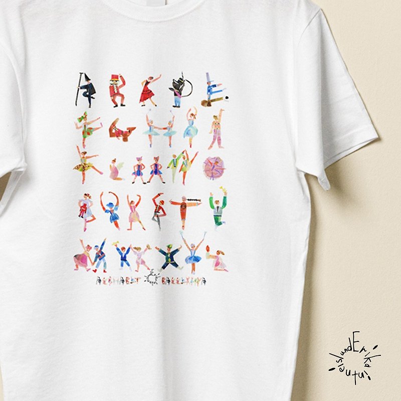 T-shirt　ballerina motif - Women's T-Shirts - Cotton & Hemp Multicolor