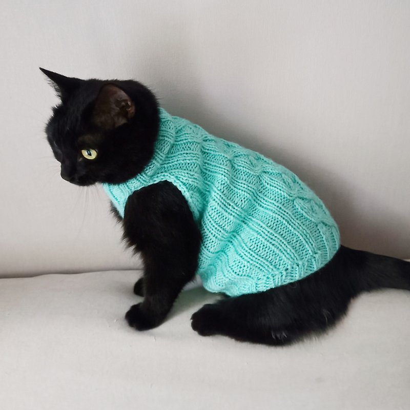 Knitted clothing for cat sphynx Sweater for cat Jumper for sphynx Jumper for cat - ชุดสัตว์เลี้ยง - ขนแกะ 