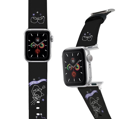 i-Smart SANRIO-Apple Watch-皮革錶帶-黑紫星星 LITTLE TWIN STARS