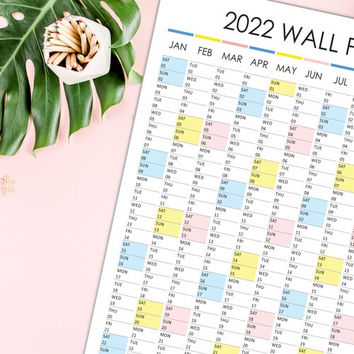 2022 Wall Calendar Portrait Poster to decorate working desk and Home Office