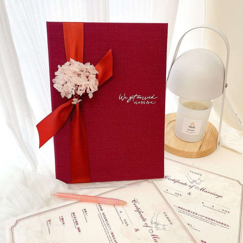 Preserved flower wedding contract set│Available at household registration offices│Eternal love│Wedding contract - Marriage Contracts - Other Materials Red