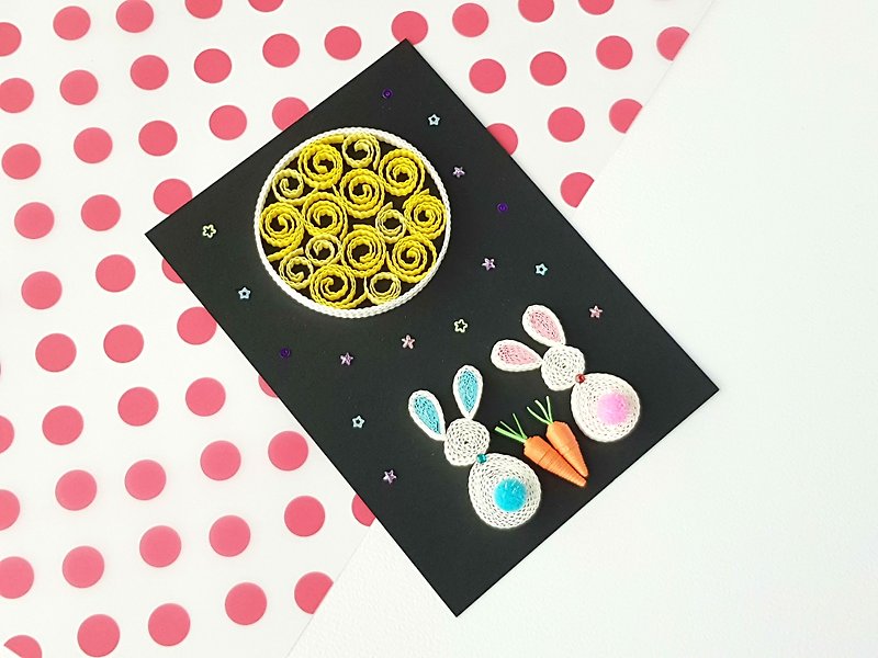 Hand made decorative cards-rabbit - การ์ด/โปสการ์ด - กระดาษ สีดำ