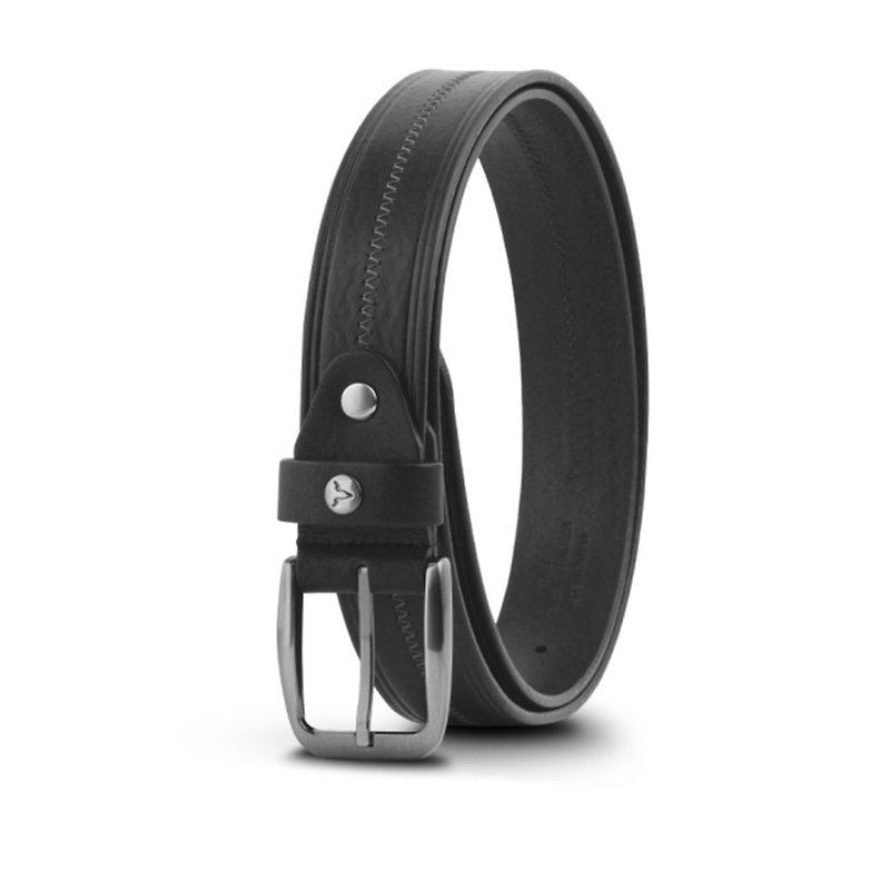 [Free upgrade gift package] Tasteful Gentleman V-shaped Cycling Line Retro Casual Belt-Black/VA007 - Belts - Genuine Leather Black